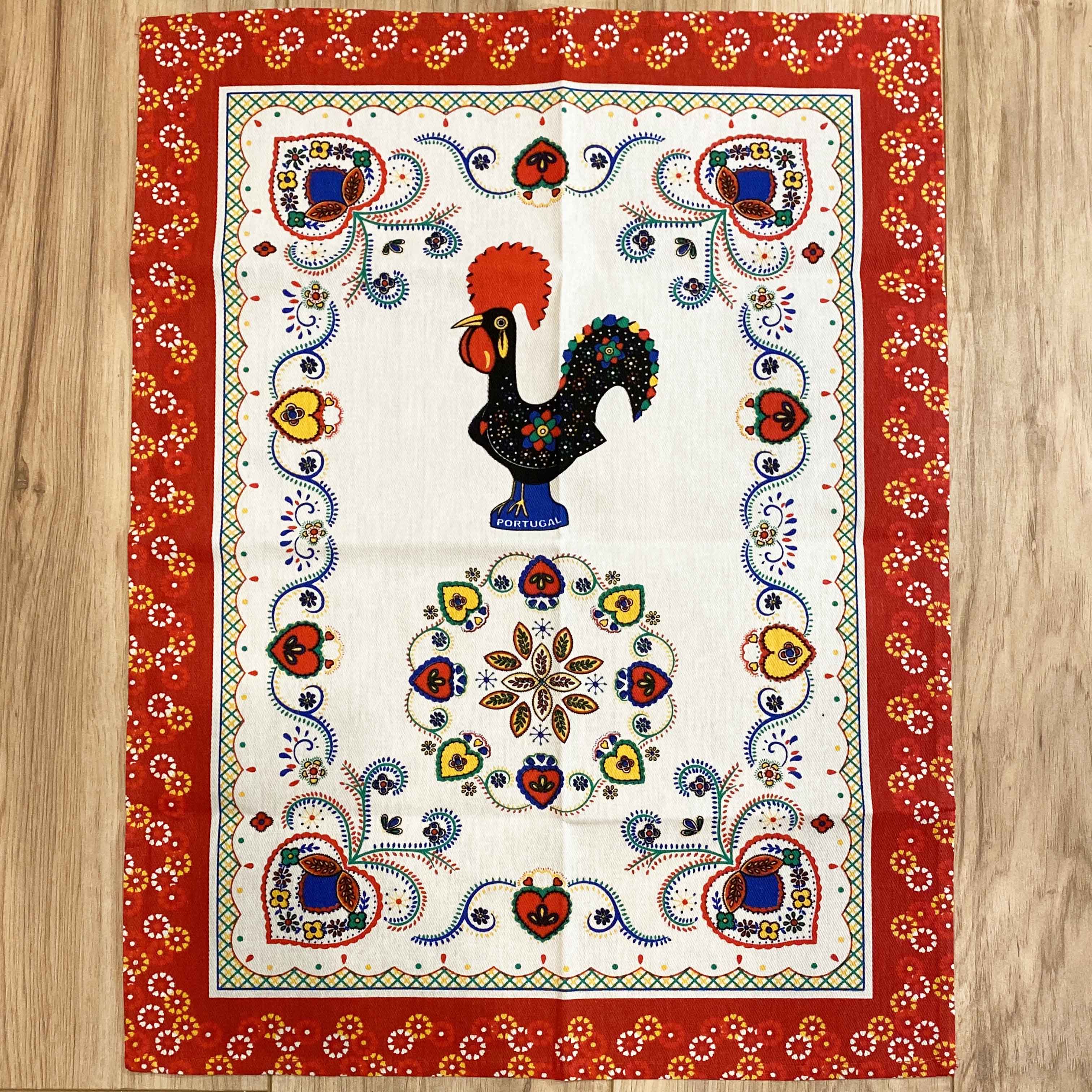 Barcelos Rooster Kitchen Towels (White w/ Colored Border) - Image 3