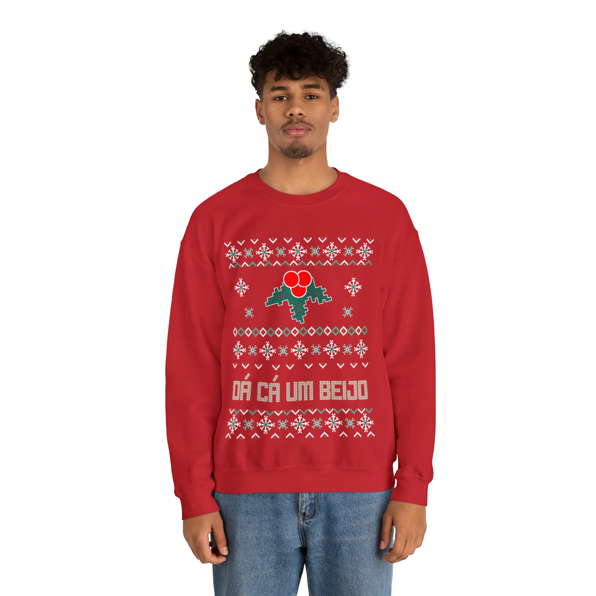 "Dá Cá Um Beijo" Ugly Christmas Sweatshirt - Image 12