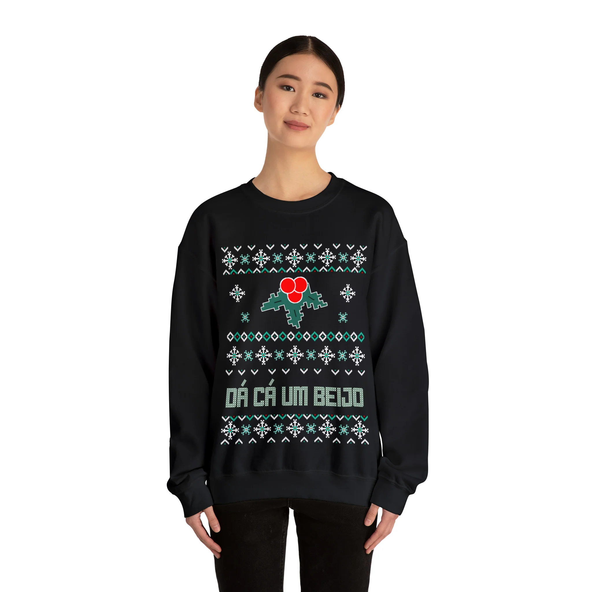 "Dá Cá Um Beijo" Ugly Christmas Sweatshirt - Image 5