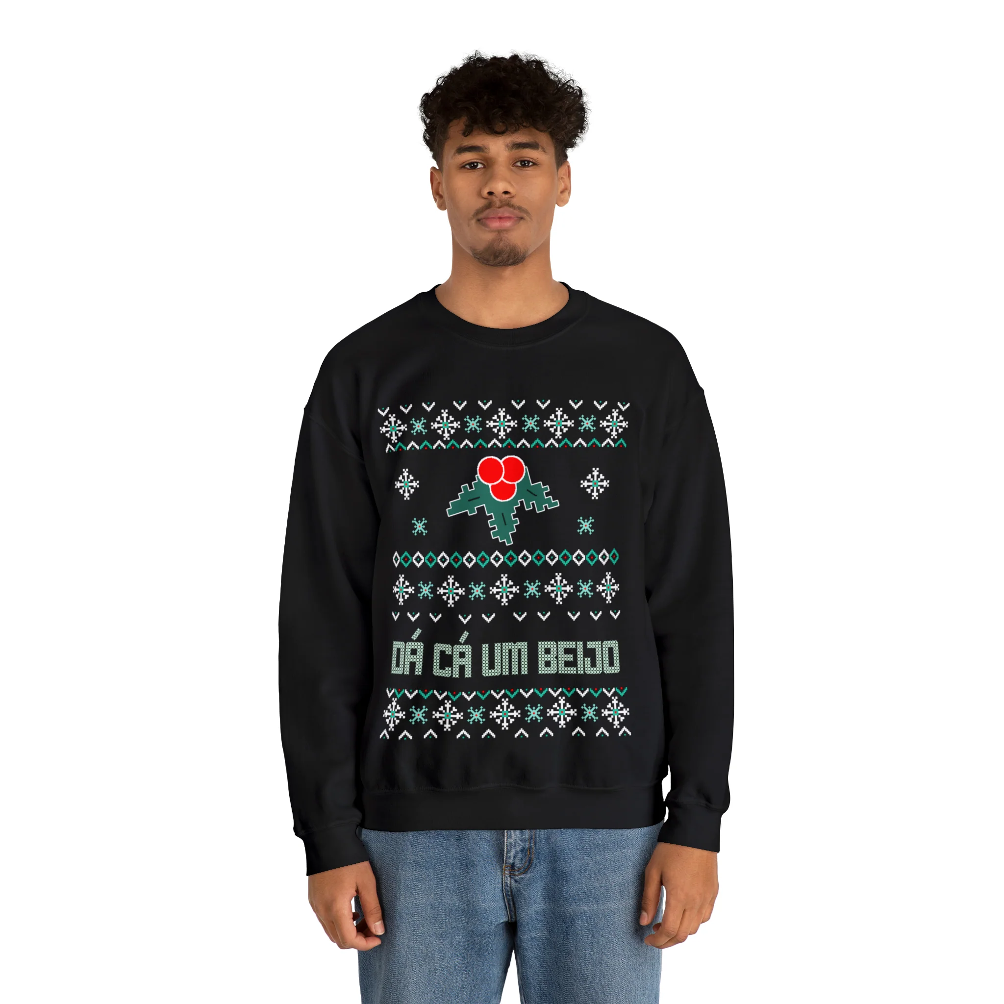 "Dá Cá Um Beijo" Ugly Christmas Sweatshirt - Image 6