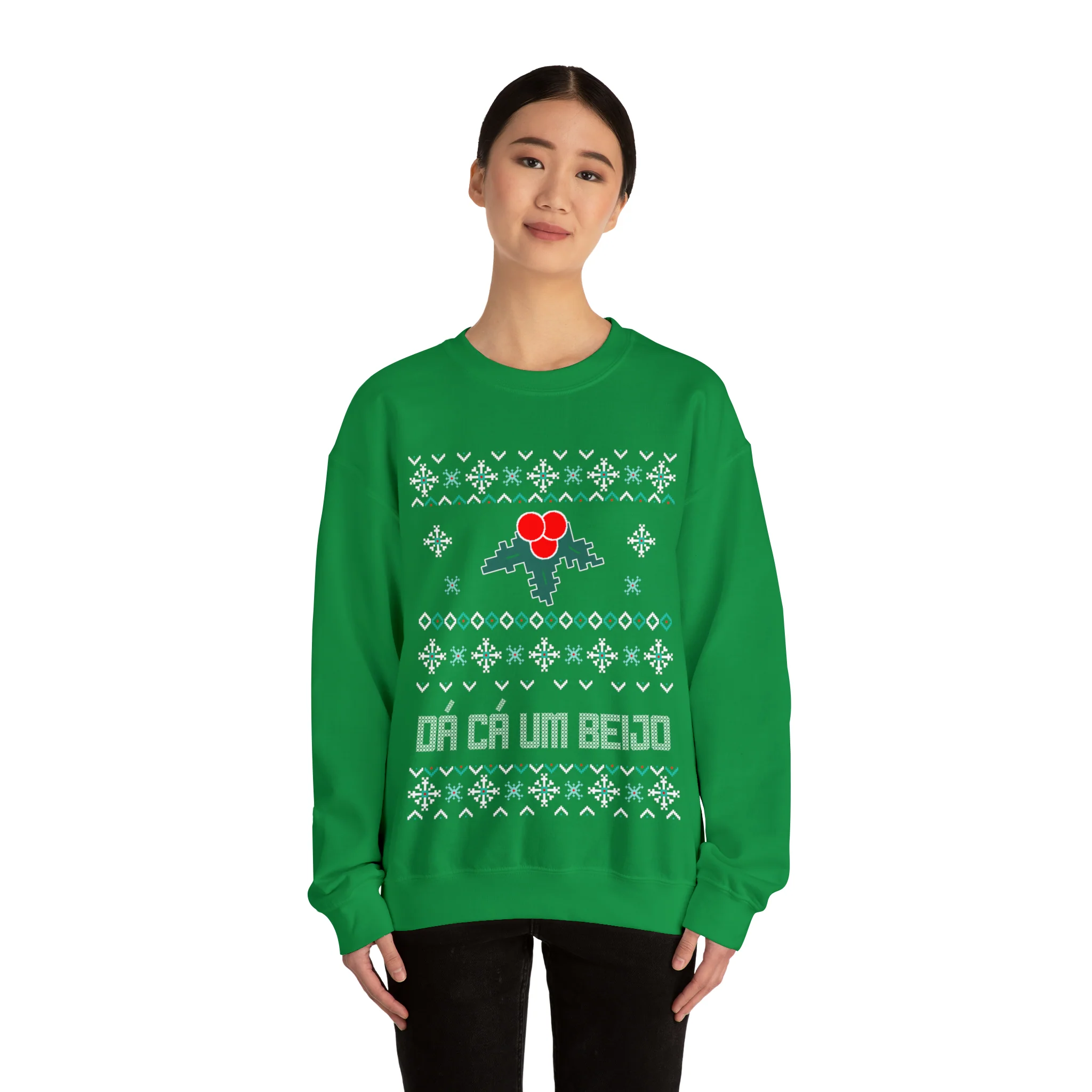 "Dá Cá Um Beijo" Ugly Christmas Sweatshirt - Image 8