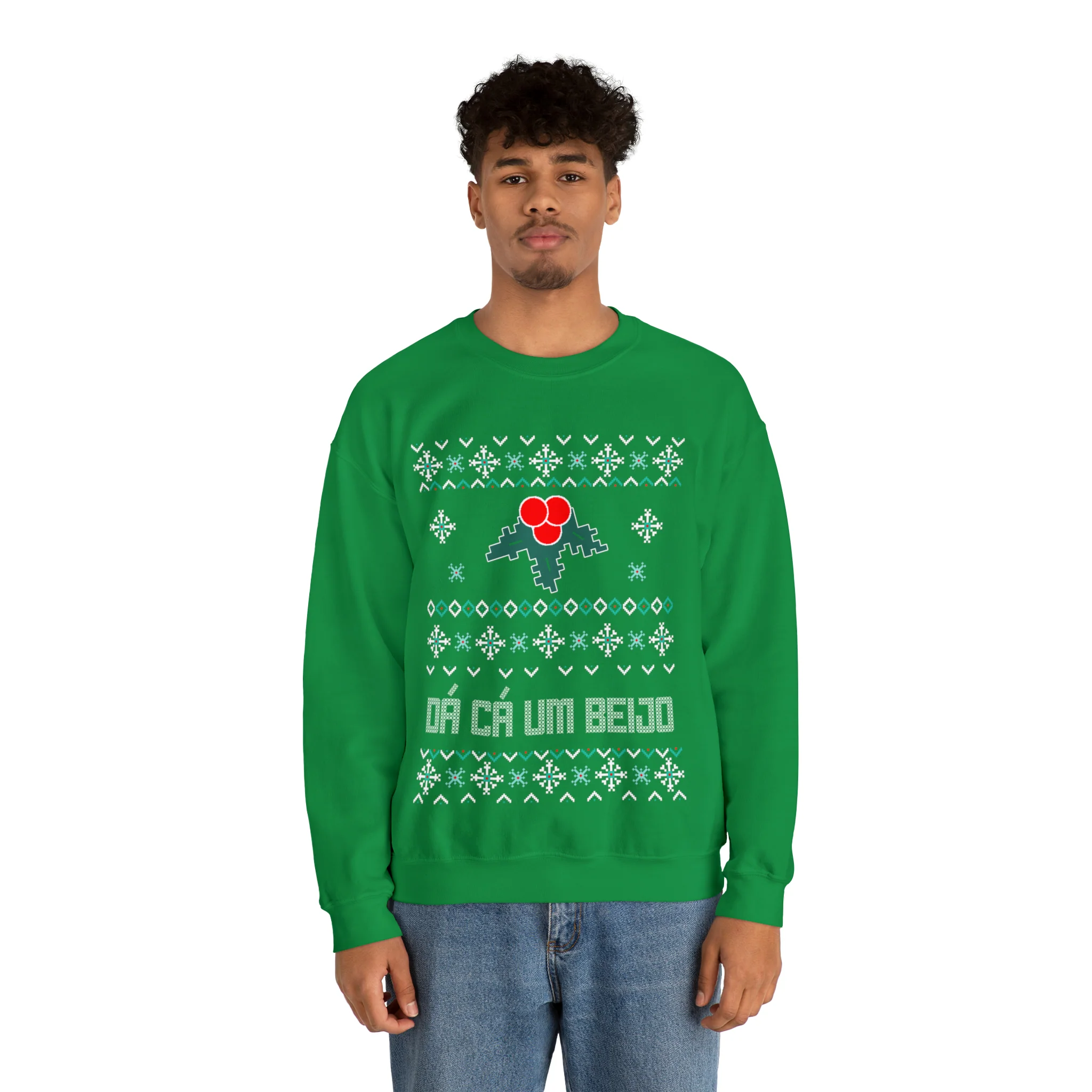 "Dá Cá Um Beijo" Ugly Christmas Sweatshirt - Image 9